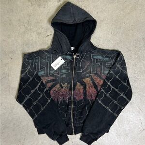 VALE FOREVER WIDOW BIG ZIP UP HOODIE BLACK